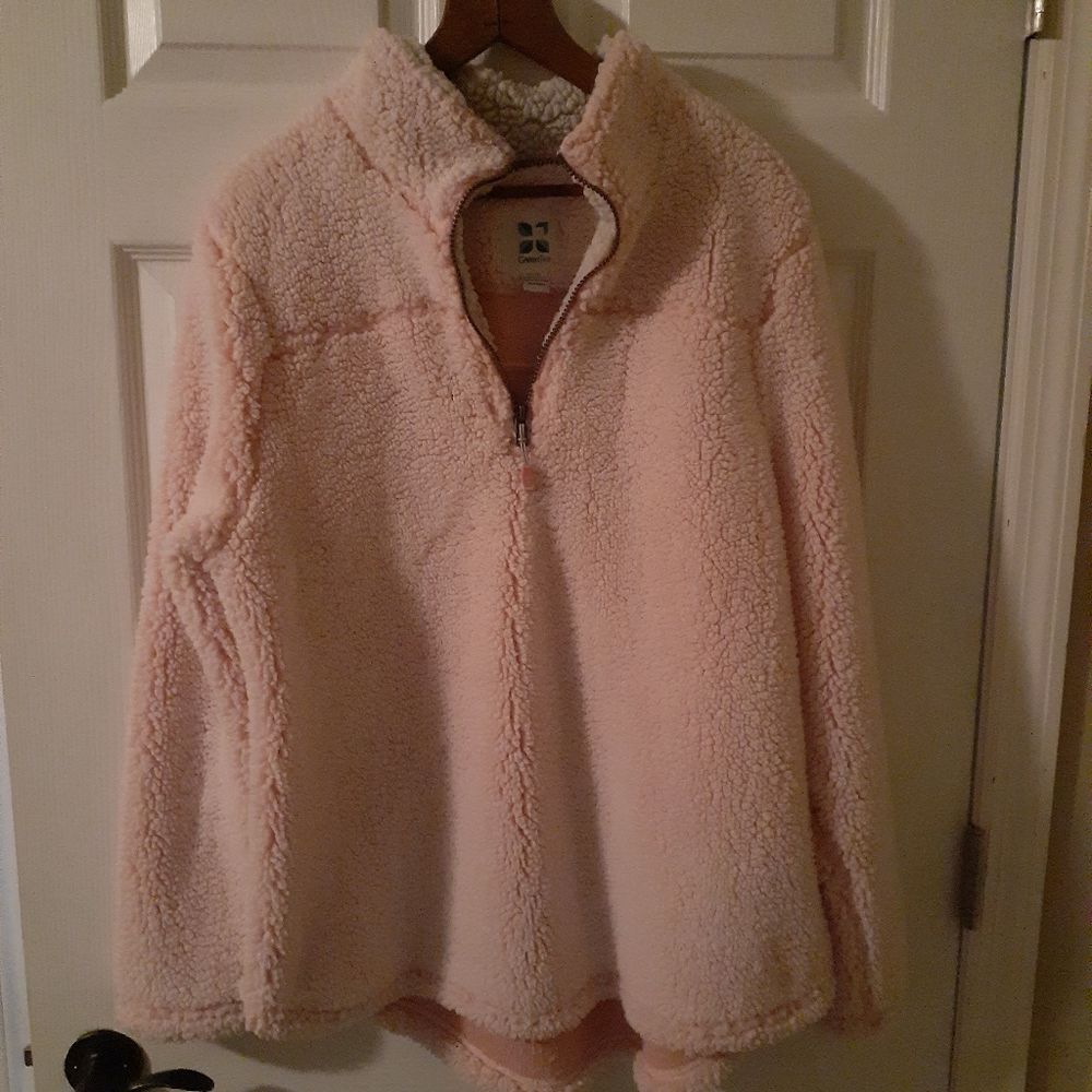 Pink Sherpa zip up pull over